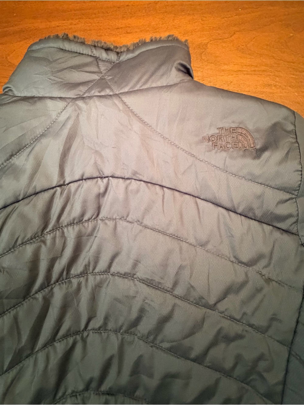 The North Face Women’s Small Reversible Jacket Slate Blue Grey Fleece Lined - Picture 5 of 5